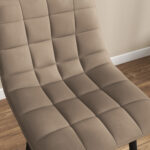 Set 2 Sgabelli da Cucina Stile Nordico in Tessuto Effetto Velluto e Metallo, 45x47x84 cm, Marrone - immagine 9