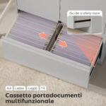 Mobile da Ufficio in Acciaio con Ripiano Interno Regolabile e Cassetto, 80x40x130 cm, Bianco - immagine 5