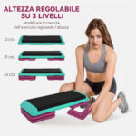 Stepper per Aerobica Antiscivolo e Regolabile su 3 Livelli, in Plastica e PP, 110x40x20 cm, Multicolore - immagine 4