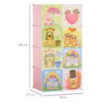 Mobile Scarpiera Modulare Salvaspazio, 6 Cubi 35x45x35 cm in Acciaio e PP, 74x47x144 cm, Rosa - immagine 3