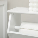 Mobiletto da Bagno in MDF Bianco con Armadietto e Spazio per Carta Igienica, 19x15x56 cm - immagine 7