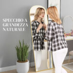 Specchio da Terra e Parete Moderno in Lega di Alluminio con Supporto Pieghevole, 50x170cm, Oro - immagine 4