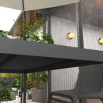 Tavolo da Giardino a Doghe per 6 Persone in Acciaio e Alluminio, 145x90x74 cm, Grigio Scuro - immagine 6