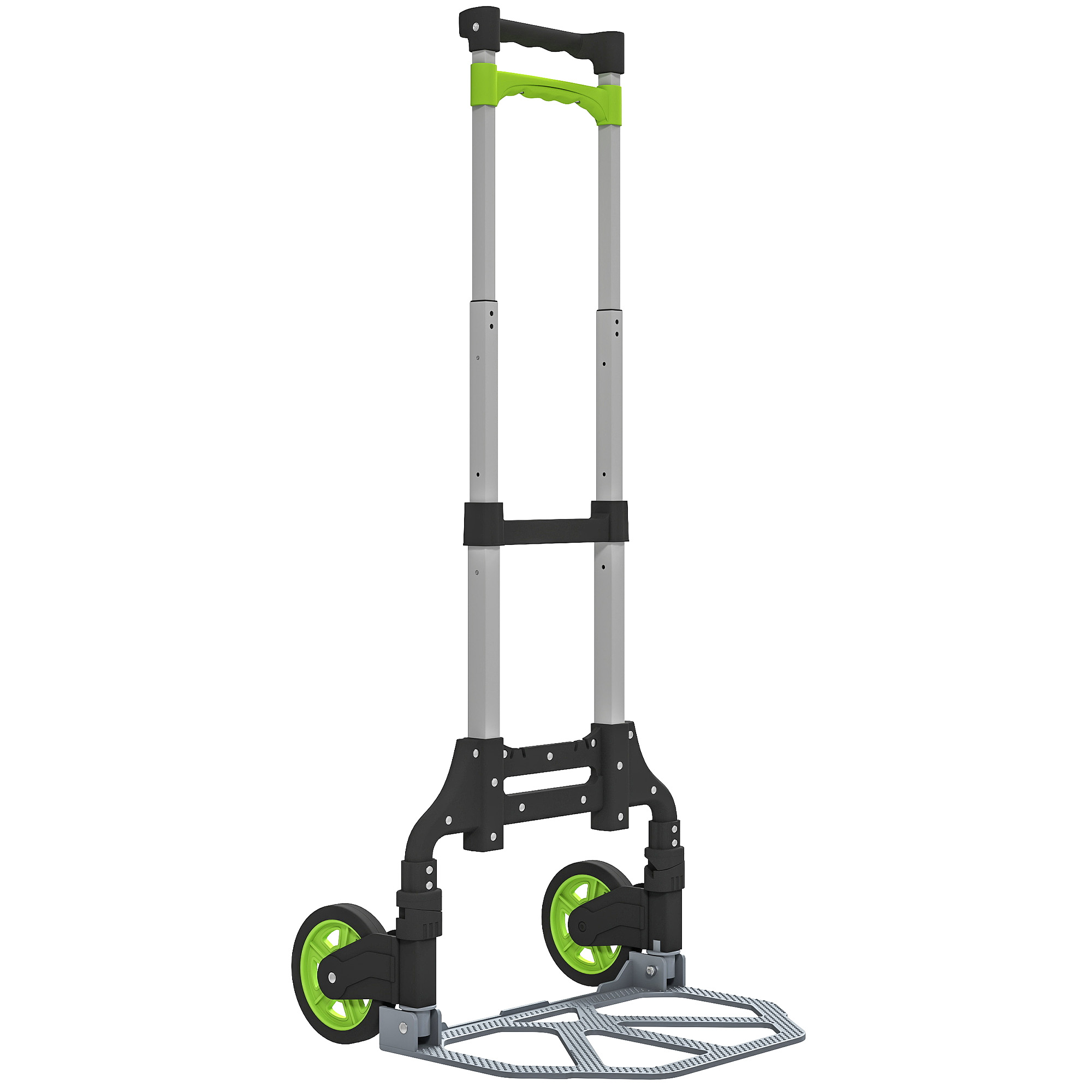 87ra8019bb7aa8b7e.jpg Carrello Portapacchi Pieghevole Capacità 70 kg con Maniglia Telescopica in Alluminio, Argento - immagine 1