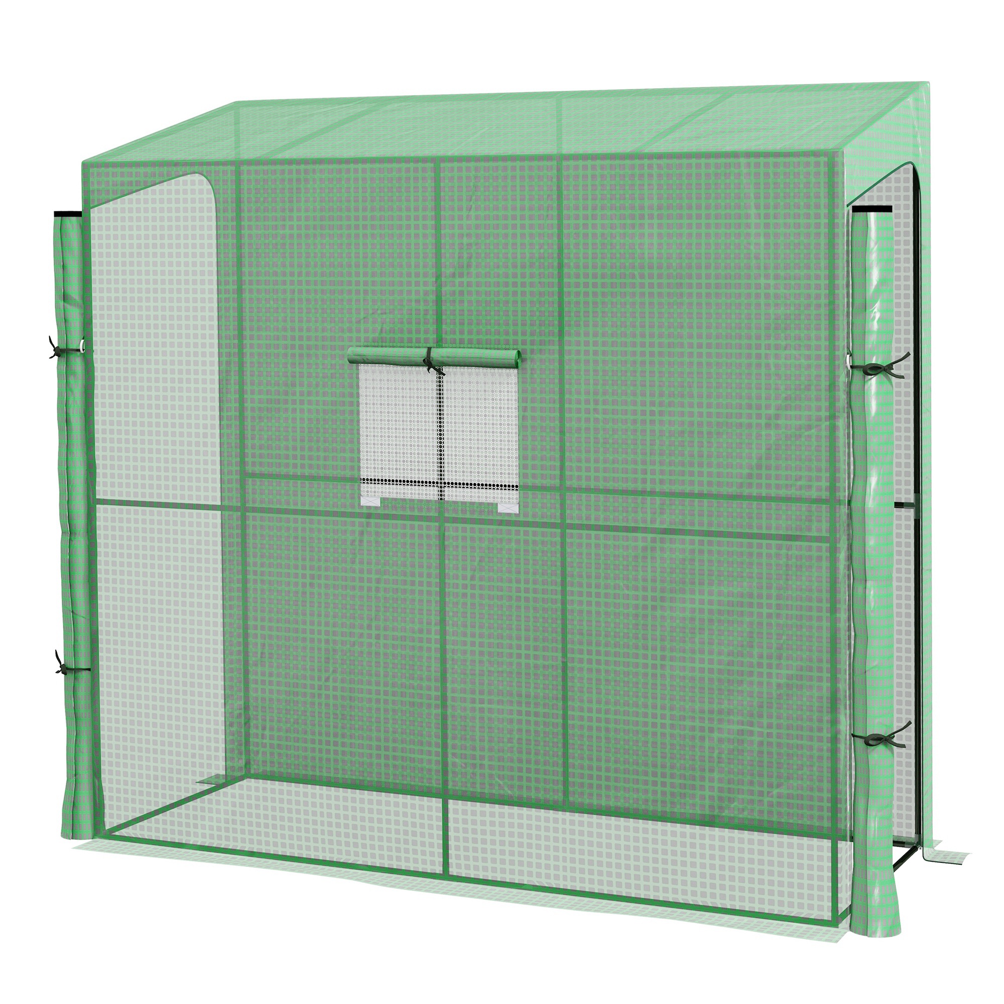 8Al47f194959ddaa2.jpg Serra da Giardino a Muro con 2 Porte Avvolgibili e Copertura in PE Anti UV, 2x80x2cm, Verde - immagine 1
