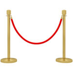 Colonnine Segnapercorso in Acciaio Inox Oro con Corda Vellutata Rossa di 1,5 m e Base Riempibile,, Ø32x96 cm