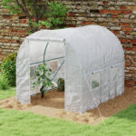 Serra da Giardino a Tunnel con Telaio in Acciaio e 4 Finestre in PE 2,5x2x2m, Bianco - immagine 2