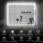 Specchio Bagno Antiappannante con Luce LED Regolabile, Speaker Bluetooth, Pulsanti Touch, 80x1 cm - immagine 4