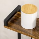 Scaffale Cucina Multipresa per Microonde con Ripiani e Cestino a Rete, 90x42x130cm, Marrone - immagine 8