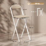 Set 2 Sgabelli da Bar Pieghevoli con Poggiapiedi, in Legno e Acciaio, 37x45x87 cm, Legno - immagine 3