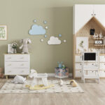 Scala Montessori 2 in 1 in MDF Staccabile, con Sgabello, Lavagna Inclusi, per Bambini 3-6 Anni, Bianco - immagine 8