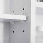 Specchiera Bagno con Mensole Aperte e Armadietto con Anta Specchiata, Mobile Bagno con Specchio Salvaspazio, 1x15x70cm, Bianco - immagine 9