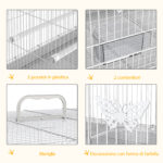 Gabbia per Uccelli in Metallo con Posatoi, Ciotole per Cibo e Maniglia, 60x41x41cm - immagine 7