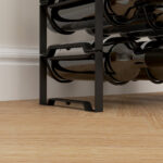 Portabottiglie a 4 Livelli a Onda Impilabili per 16 Bottiglie, in Metallo, 42,5x16,5x41 cm, Nero - immagine 9