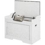 Panca Contenitore da 103L Multifunzione in Legno con Cuscino in Tessuto, 75x40x56cm, Bianco