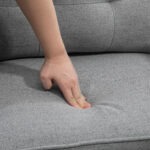 Poltrona Moderna in Tessuto con Seduta Imbottita e Gambe in Acciaio, 76x68x80 cm, Grigio - immagine 6