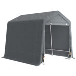 Tenda Garage 2,4x2m per Veicoli e Biciclette in Metallo e Tessuto PE, Grigio Scuro