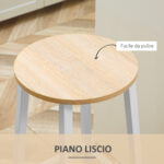 Set 2 Sgabelli da Cucina in Truciolato e Acciaio con Piano Liscio e Poggiapiedi, 32,5x32,5x65 cm, Bianco e Legno - immagine 5