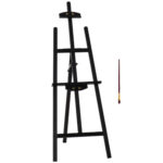 Cavalletto Pittura, 135 cm Cavalletto Treppiede per Dipingere su Tela, Cavalletto in Legno di Pino Regolabile, Portatile e Pieghevole con Pennello per Studio, Artisti e Pittori, Nero