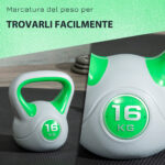 Kettlebell 16kg in PU e Sabbia con Base Piatta e Impugnatura per Stacchi, Squat e Sollevamenti, 27x17x31 cm, Verde - immagine 5