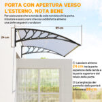 Tettoia per Esterni Curva con Viti e Bulloni Inclusi, in Policarbonato, PP e Alluminio, 122x89x24 cm - immagine 7
