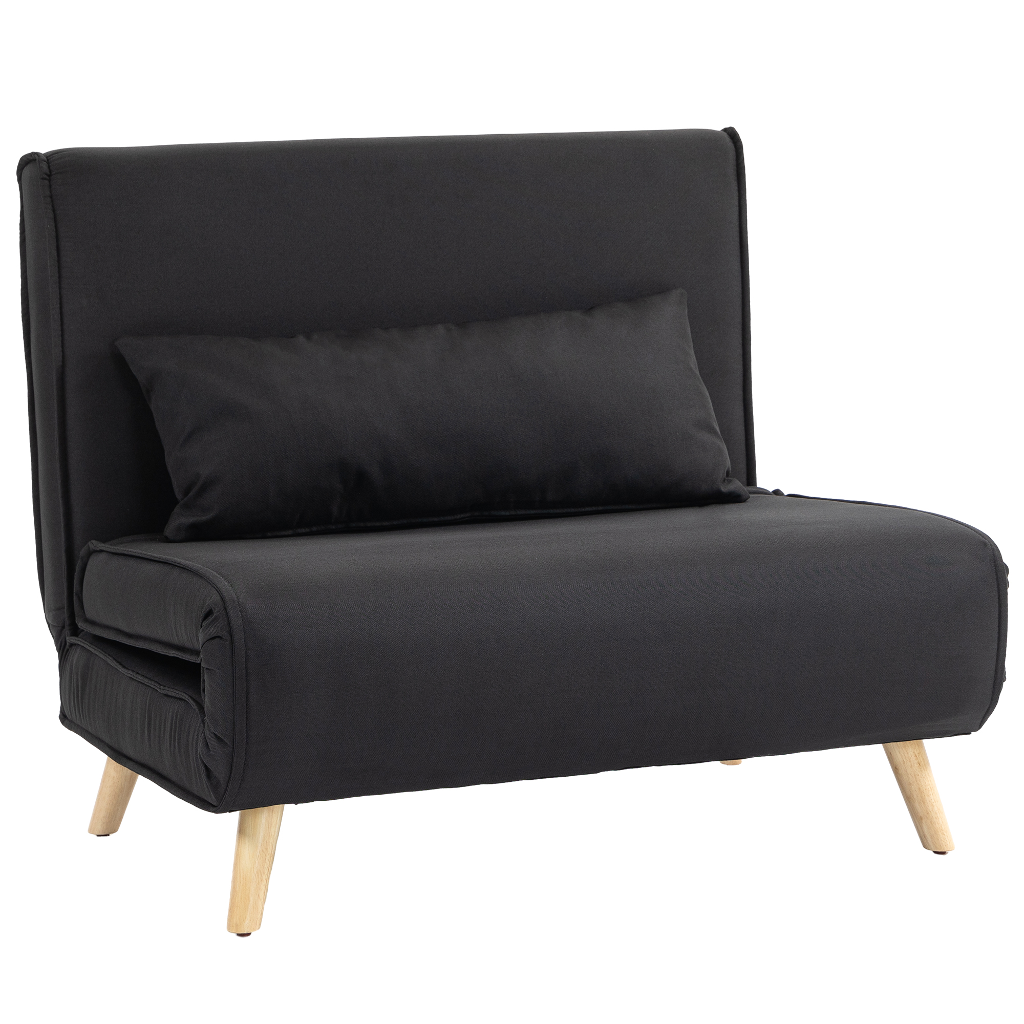 9bw6e019998ad1857.jpg Poltrona Letto 3 in 1 con Schienale Reclinabile su 6 Posizioni in Tessuto, 94x78x80 cm, Nero - immagine 1