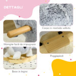 Cavallo a Dondolo a Forma di Cane Husky per Bambini da 18-36 Mesi, 60x33x50cm, Grigio - immagine 6