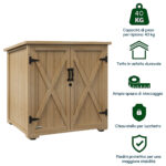 Armadio da Esterno con Ripiano Interno Regolabile e Tetto Inclinato, in Legno di Abete, 77,5x88x90 cm - immagine 8