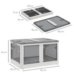 Contenitore in Plastica con Coperchio Impilabile e Pieghevole da 69L, 5 Aperture e Ruote, Bianco - immagine 3