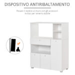 Mobile Cucina per Microonde con Armadietti, Mensole e Cassetto, Credenza Moderna in Legno 90x40x120cm Bianco - immagine 5