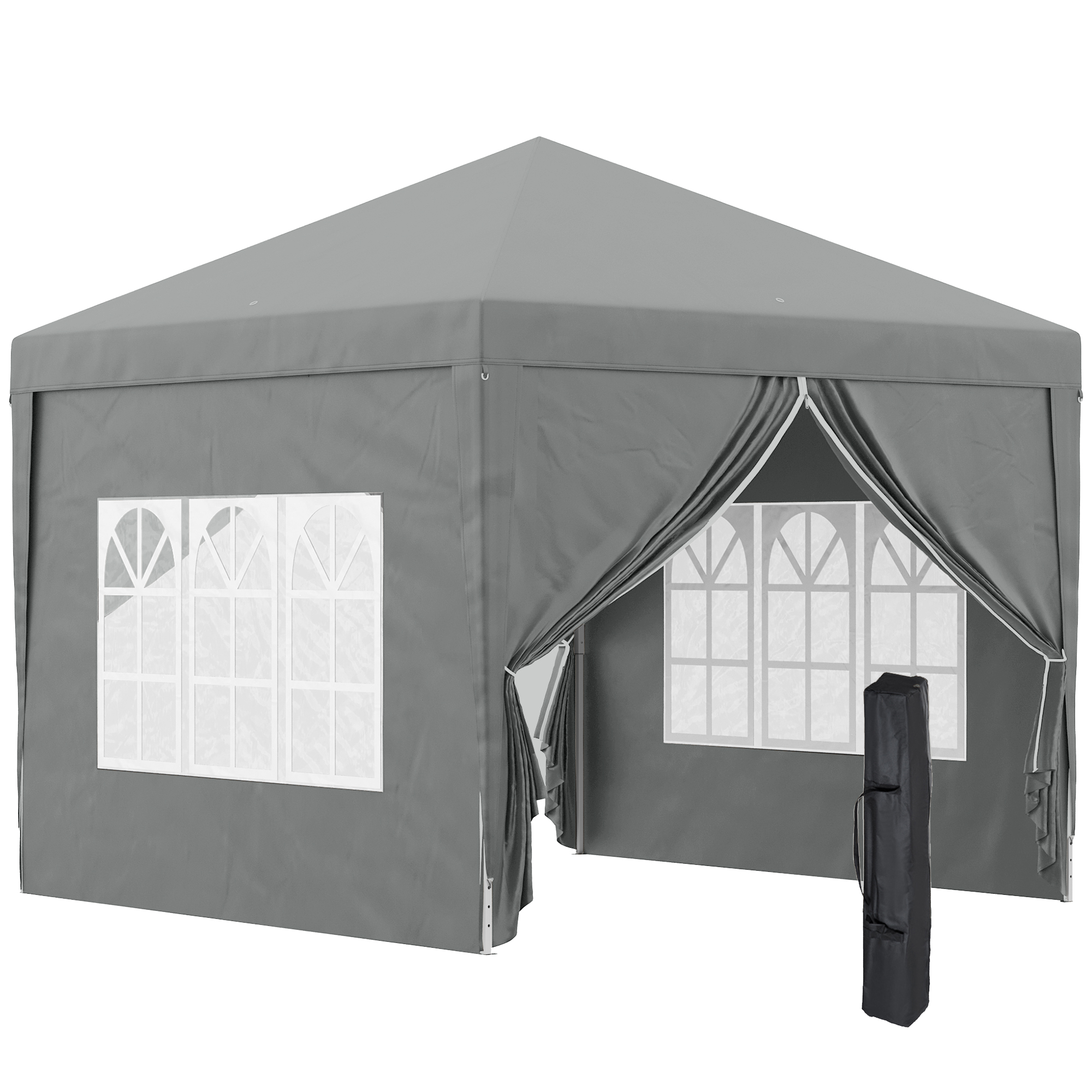 A3m8ee1948328cdcd.jpg Gazebo da Esterno 3x3 m Pieghevole con 4 Pannelli Laterali, in Acciaio e Tessuto Oxford Grigio Chiaro - immagine 1