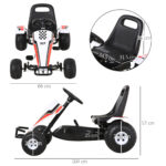 Go-Kart a Pedali Bianco per Bambini 3-6 Anni con Sedile Regolabile, Ruote in Plastica, Freno a Mano e Cambio - immagine 3