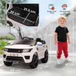 Macchina Elettrica per Bambini 3-6 Anni con Telecomando, Luci LED e Clacson, in PP e Metallo, 110x68x52 cm, Bianco - immagine 3