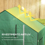 Copertura PE per Serra da Giardino con Porta a Cerniera e Finestre, 140x73x190cm, Verde - immagine 5