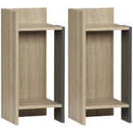 Comodino Moderno Grigio con Ripiano Aperto, Set 2 Pezzi in Truciolato per Camera da Letto e Soggiorno, 27x25x60cm