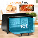 Fornetto Elettrico 10L da 750W con Temperatura Regolabile e Timer, 36,5x26x22 cm, Nero - immagine 4