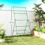 Supporto per Pomodori a forma di A a Livelli Regolabili con Rete, in Acciaio, PE e PP, 101x133x227 cm, Verde - immagine 3