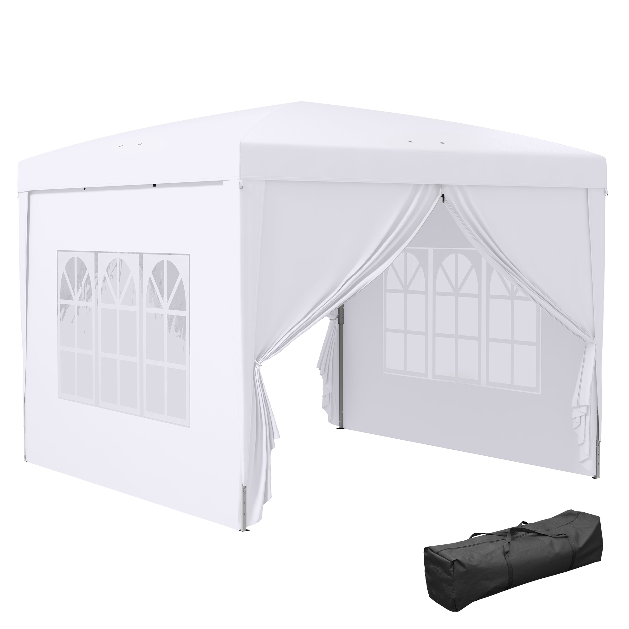 AP5cc7194831663ed.jpg Gazebo 3x3 m Pieghevole e Impermeabile con Pannelli Laterali, in Acciaio e tessuto Oxford, Bianco - immagine 1