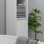 Colonna Bagno Salvaspazio con Armadietto e 2 Vani Aperti, 30x30x160cm, Bianco - immagine 8