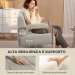 Divano 3 Posti Moderno Rivestito in Ciniglia Beige, in Acciaio, Spugna e Pannello Multistrato, 174x75x76 cm - immagine 4