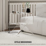 Tavolino Basso Geometrico a 2 Livelli  in Acrilico con Gambe Triangolari, 40x30x45 cm, Trasparente - immagine 4