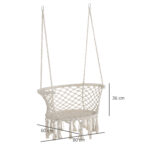 Amaca da Giardino in Stile Boho Chic, Sedia Sospesa in Poliestere e Macramè per Interni ed Esterni, Crema, 80x60x36cm - immagine 3