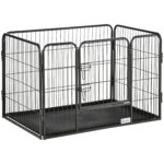 Box per Cani in Metallo con Porta e Vassoio sul Fondo, 125x78x80cm, Grigio