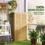 Casetta da Giardino i Legno a 4 Ripiani con Anta a Persiana, 87x46,5x160 cm, Giallo e Verde - immagine 6