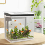 Acquario 28L a Illuminazione LED con Fori di Ventilazione e Pompa, in Vetro e ABS, 38x26x38cm - immagine 2