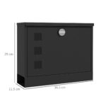 Cassetta Postale in Metallo con 2 Chiavi di Sicurezza, 3 Finestre e Foro di Drenaggio, 36,5x11,5x29 cm, Nera - immagine 3