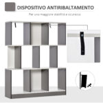 Mobile Libreria a 8 Ripiani per Soggiorno e Camera da Letto, in Legno, 1x24x124 cm, Grigio Carbone - immagine 5