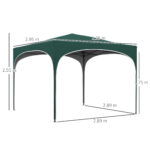 Gazebo da Giardino ad Altezza Regolabile con Fori di Drenaggio e Borsa da Trasporto, in Metallo, Verde - immagine 3