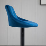 Set 2 Sgabelli da Cucina di Design con Schienale e Poggiapiedi, Seduta in Velluto e Base in Metallo, 46x48x83-104cm, Blu - immagine 9