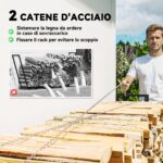 Legnaia da 0,8m³ Regolabile con Telo Impermeabile e Catene in Acciaio, 235x31x116 cm, Nero - immagine 5
